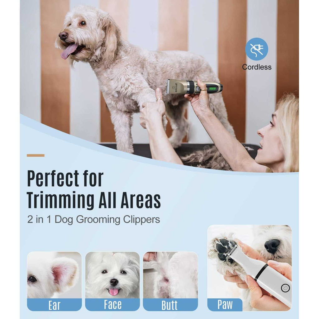Dog Clippers and Paw Trimmer Kit 2 in 1 Low Noise Cordless X5835