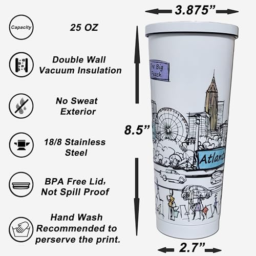 25 Oz Vacuum Insulated Stainless Steel Tumbler with Lids & Straw C321