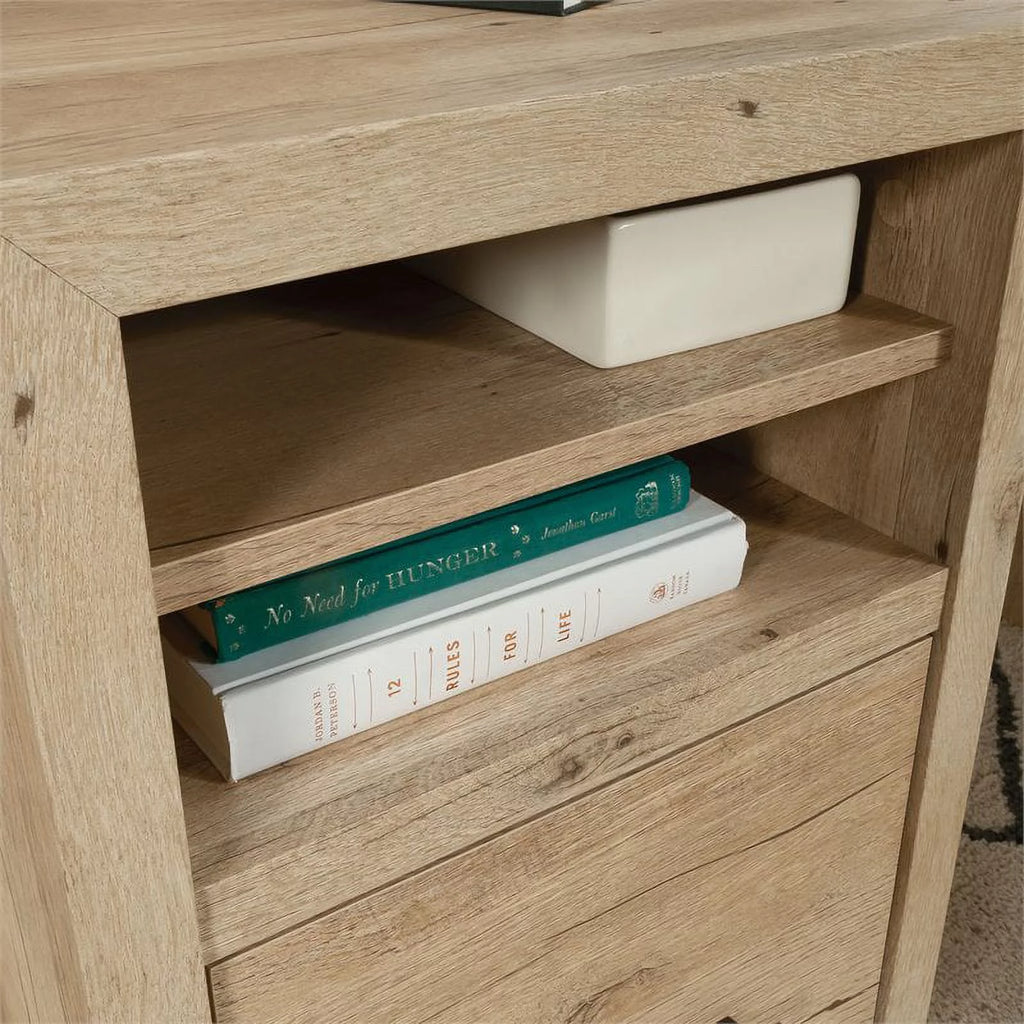 L-Shaped Engineered Wood Home Office Desk in Prime Oak I766448