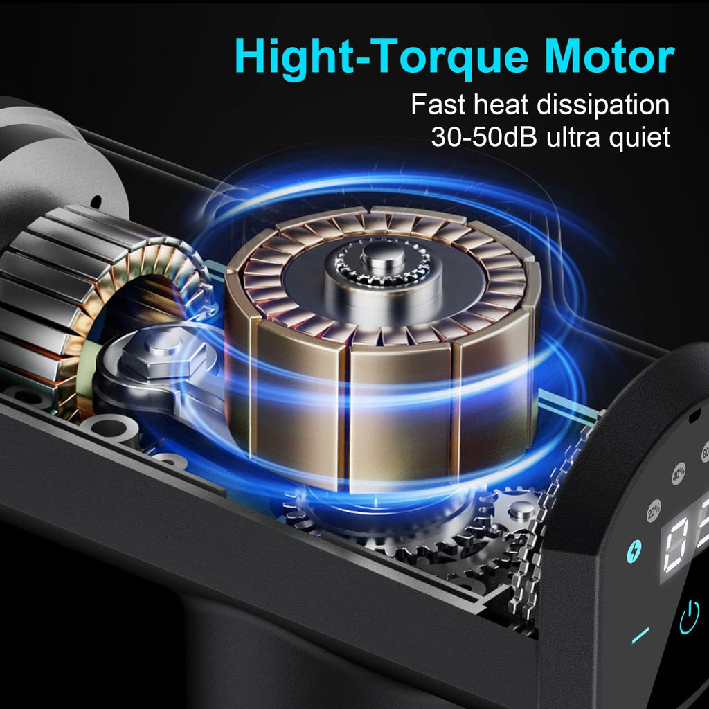 Deep Tissue Percussion Handheld Massager with 8 Massage Heads and LCD Touch Screen A664