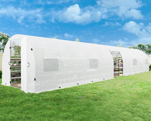 White Heavy Duty Galvanized Steel Walk in Greenhouse T43726