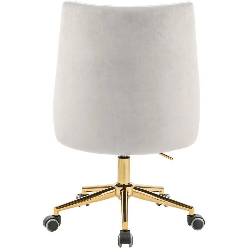 Cream Velvet Swivel Adjustable Office Chair R155