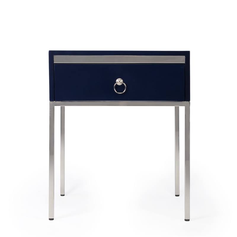 Blue & Silver End Table D7203