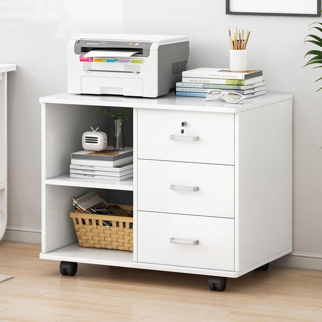 White 3 Drawer Rolling File Cabinet K218523