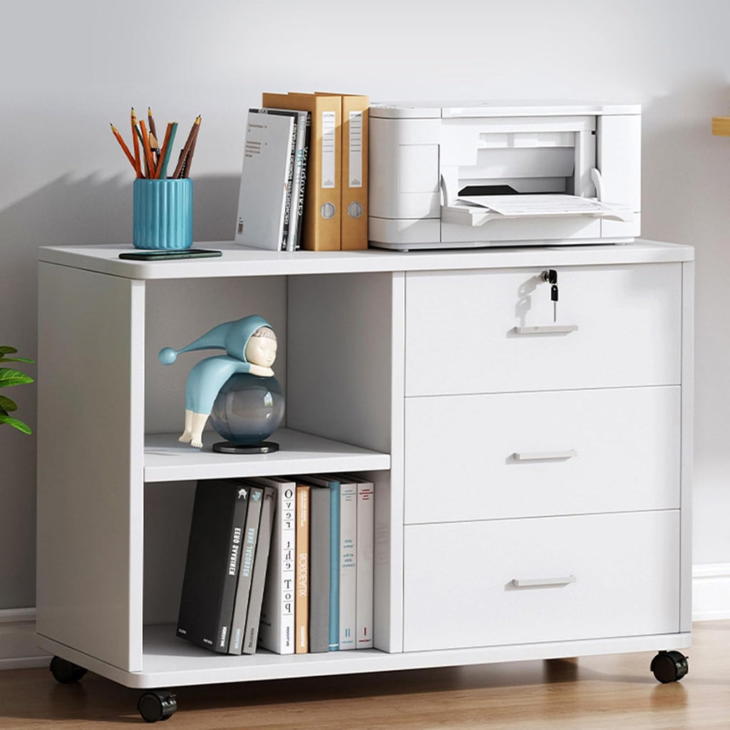 White 3 Drawer Rolling File Cabinet K218523