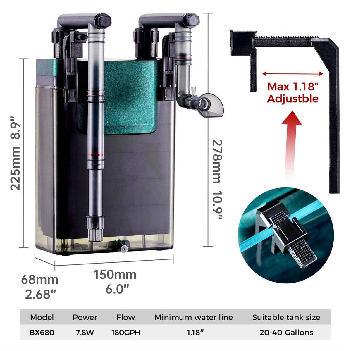 180GPH Hand on Filter for Aquariums N235536