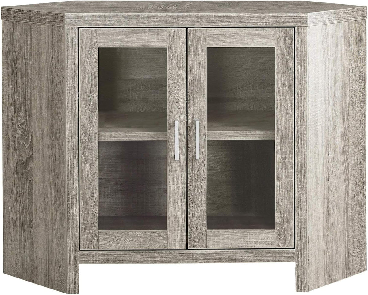 Corner TV Stand with Glass Doors, 42", Dark Taupe X3044