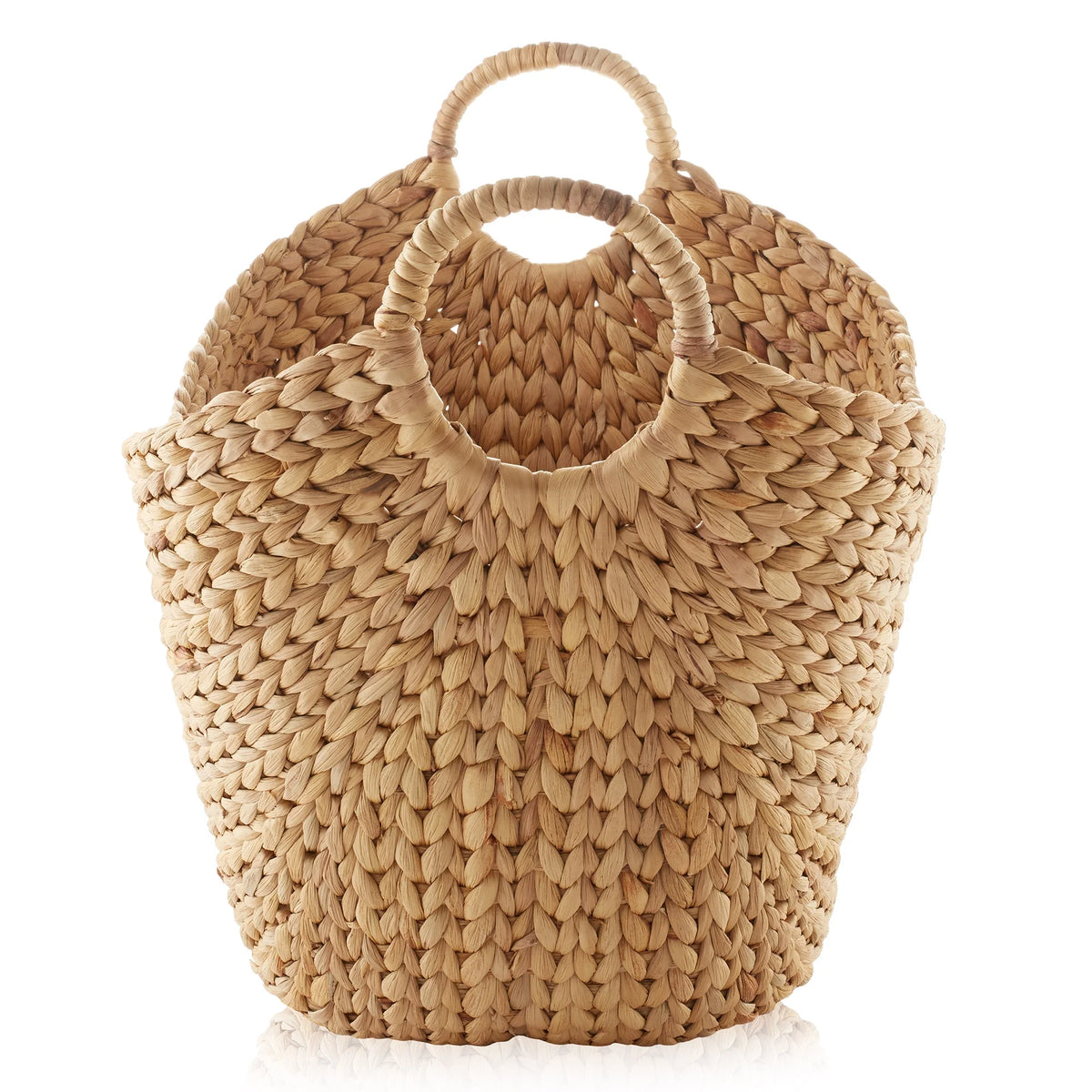 Large Woven Water Hyacinth Laundry Basket with Handles R207460