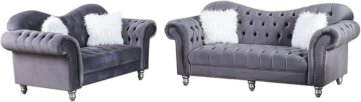 Grey Chesterfield Tufted Armchair B107