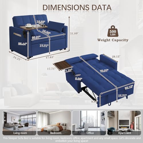 Beige Velvet 3 in 1 Sleeper Sofa Bed F406