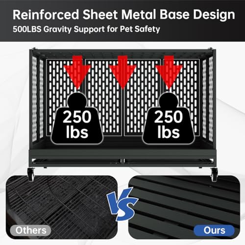 Heavy Duty Metal Dog Crate with Wheels and Removable Tray F2032