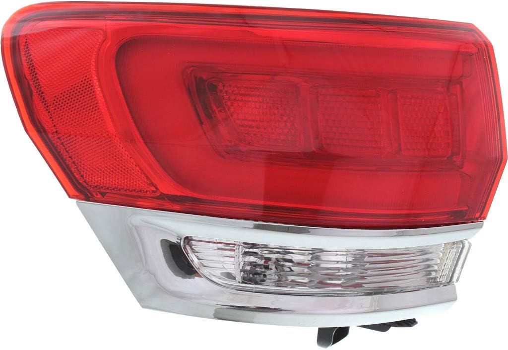 Jeep Grand Cherokee Passenger Side Outer Tail Light Assembly with Chrome Trim Y735