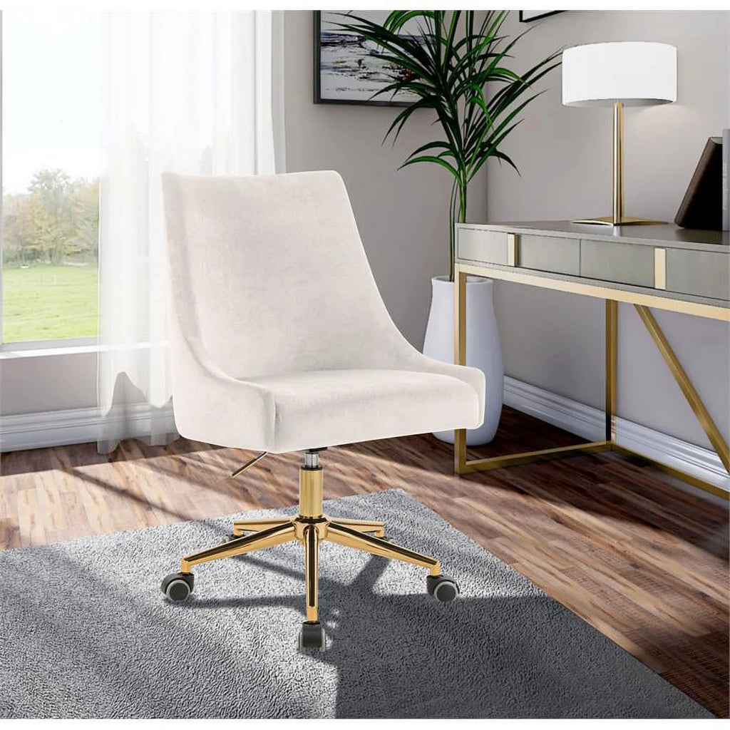 Cream Velvet Swivel Adjustable Office Chair R155