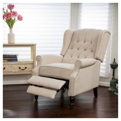 Light Beige Fabric Recliner Club Chair Q3569