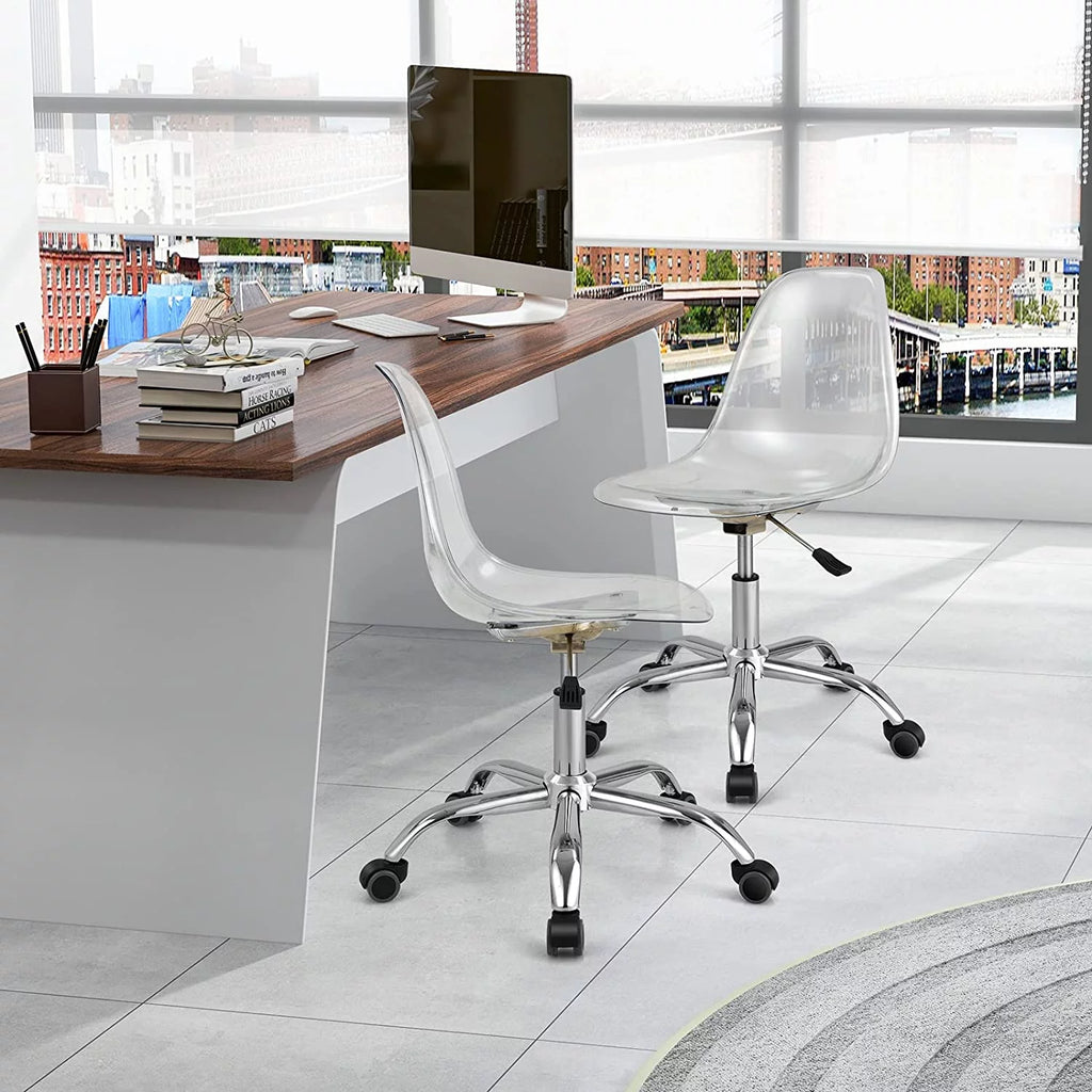 Clear Acrylic Armless Desk Chair Set of 2 K566609