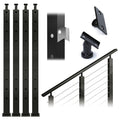 Black 30 Degree Stair Pre-Drilled Angle Holes 36x2x2 Stainless Steel Square Weldless Cable Railing Post I660402