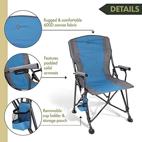 Tan & Gray Heavy-Duty Folding Camping Quad Chair with Cup Holder B721765