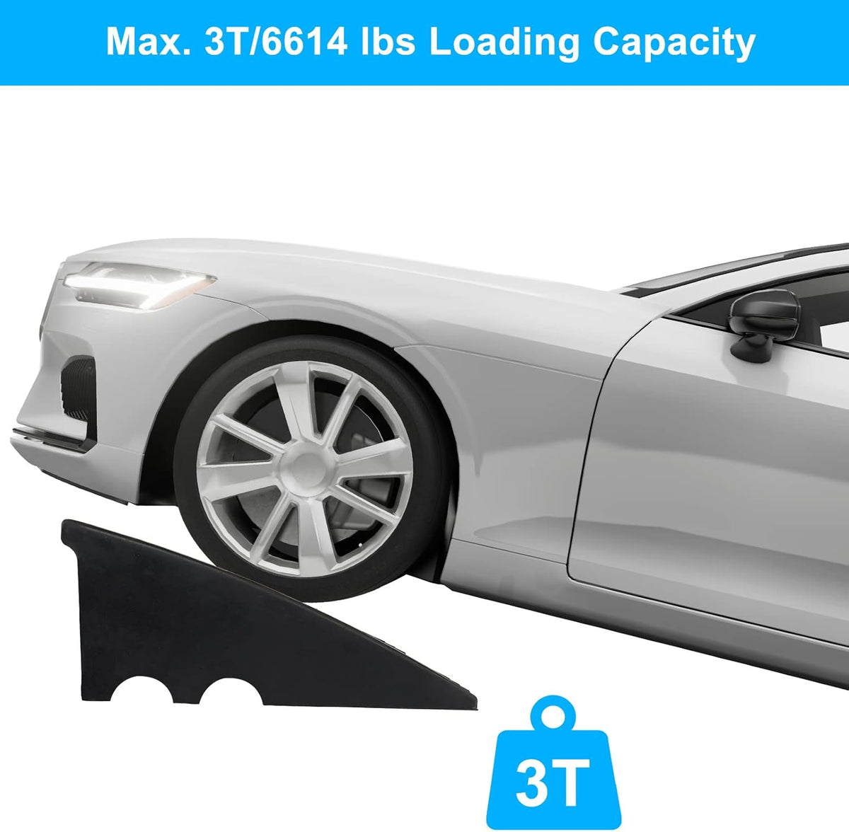 2PCS 6 Rubber Car Curb Ramps, Anti-Slip Heavy Duty Threshold Ramp with Expansion Bolts C2878