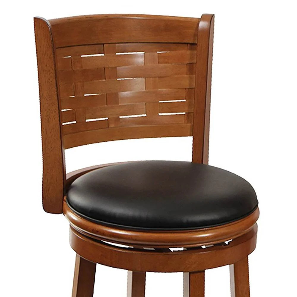 29" Countertop Faux Leather Hardwood Swivel Bar Stool T86385