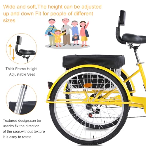 24/26-Inch 3-Wheel Adult Tricycle with 7-Speed Gearing and Basket J684