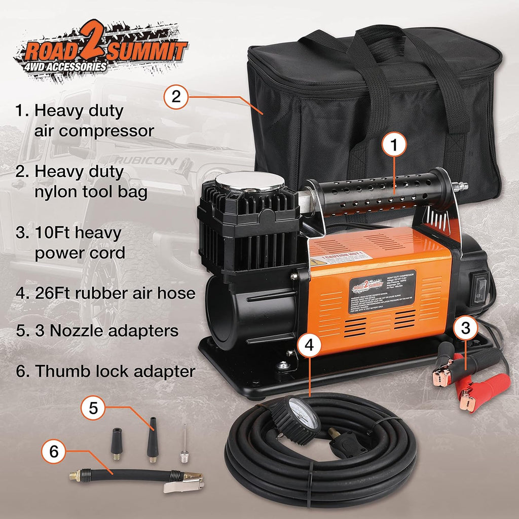 Heavy Duty Portable 12V Air Compressor Kit, Max 150PSI T26692
