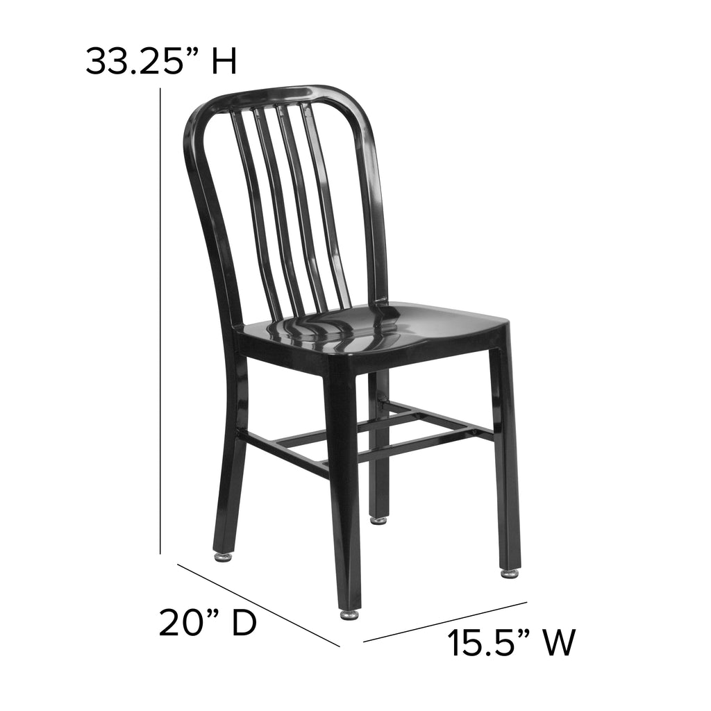 18 Inch Black Galvanized Steel Indoor/Outdoor Dining Chair I61061
