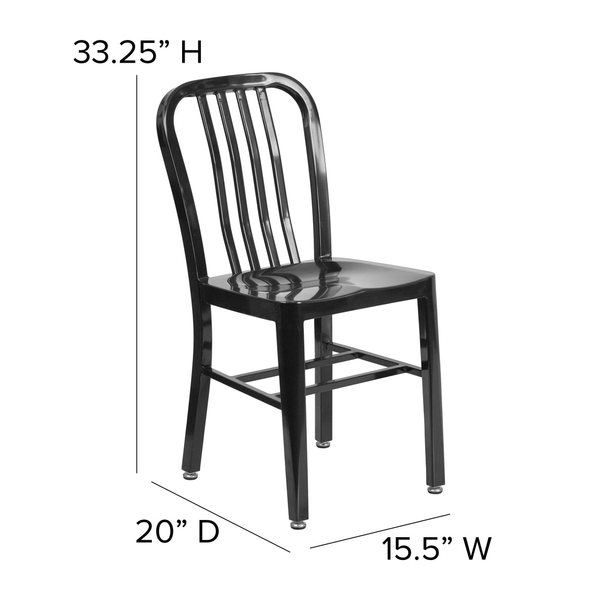 18 Inch Black Galvanized Steel Indoor/Outdoor Dining Chair I61061