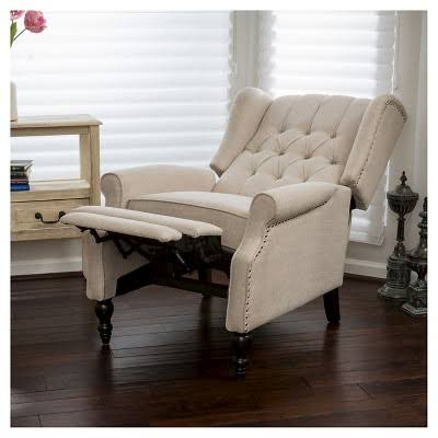 Light Beige Fabric Recliner Club Chair Q3569