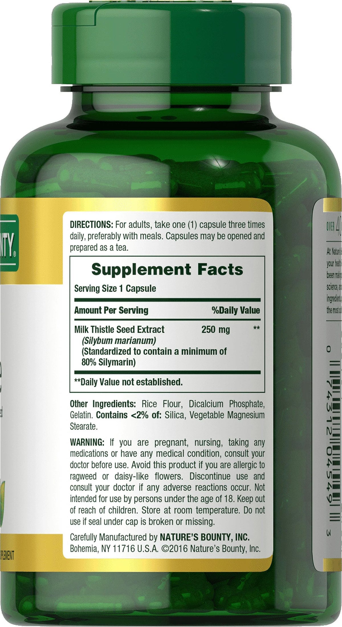 Milk Thistle 250 mg Capsules, 200 Ct W9808