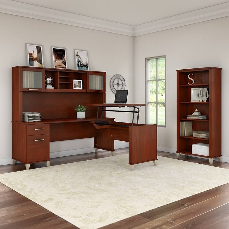 72W Storm Gray Sit to Stand L Shaped Desk G56357