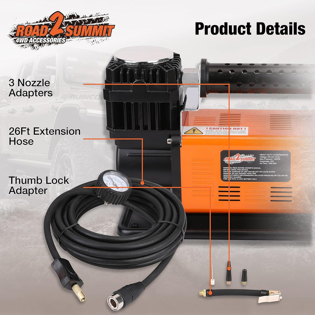Heavy Duty Portable 12V Air Compressor Kit, Max 150PSI T26692