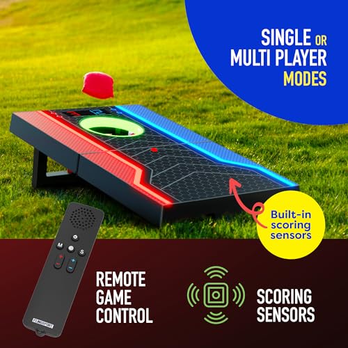 Electronic Cornhole Board Set with Auto Scoring and 8 Bean Bags O878821