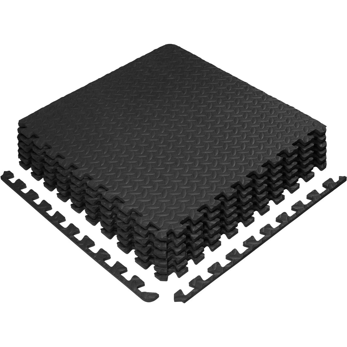 6 pcs Interlocking Exercise Foam Mats 3/8 inch Black T3856