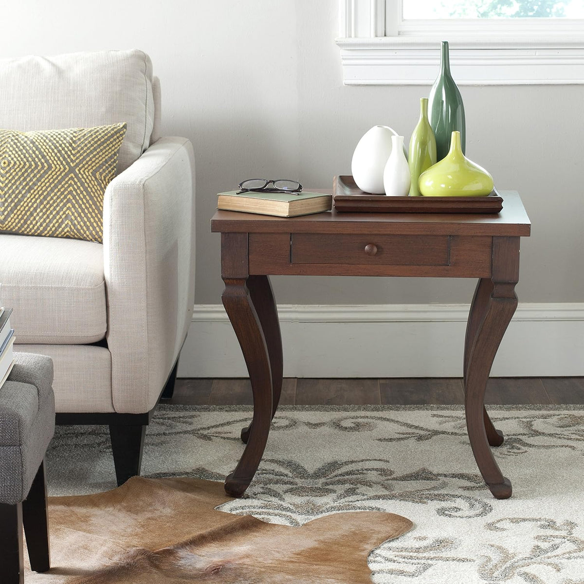 Brown One Drawer Storage Side Table I72801