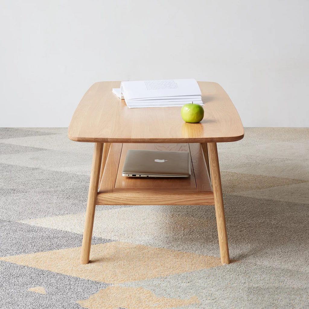 Solid Wood Coffee Table with Storage Shelf A93731