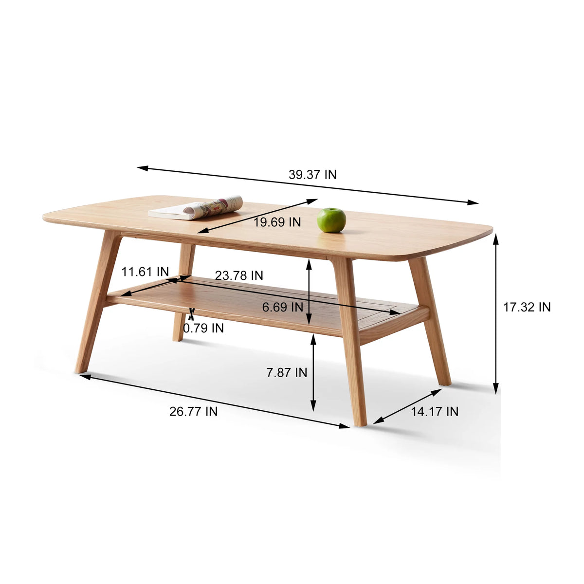 Solid Wood Coffee Table with Storage Shelf A93731