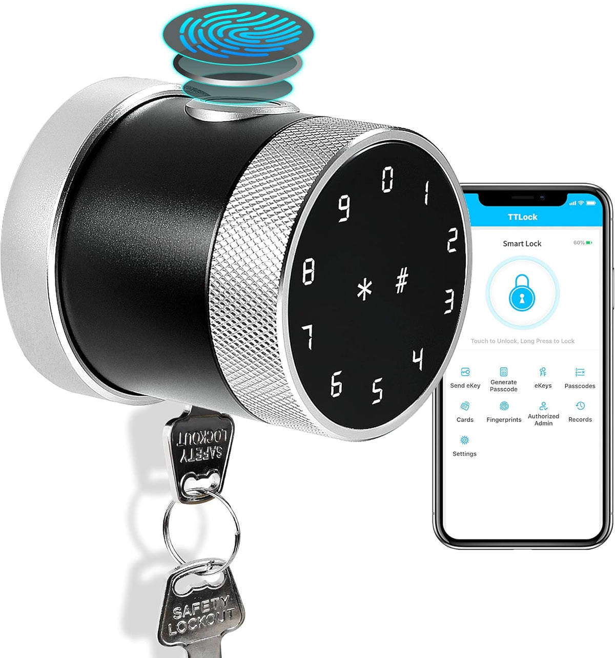Smart Lock Fingerprint Electronic Door Lock with Bluetooth App Control S948266
