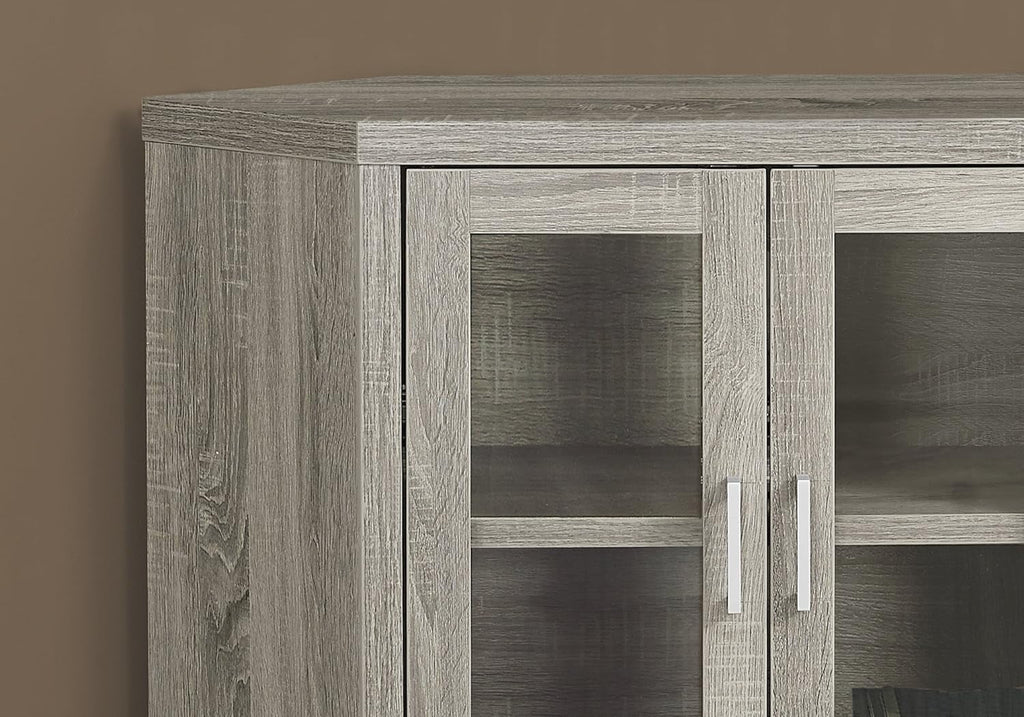 Corner TV Stand with Glass Doors, 42", Dark Taupe X3044