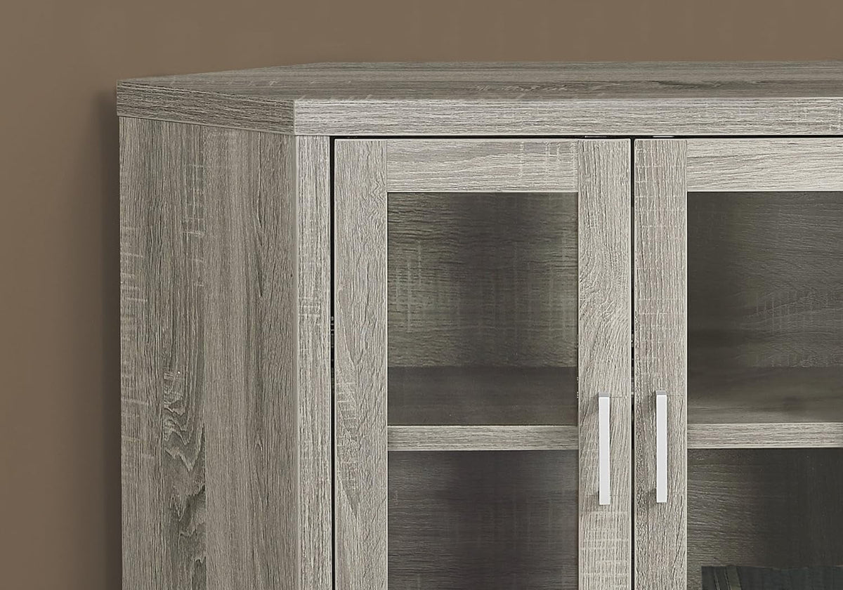 Corner TV Stand with Glass Doors, 42", Dark Taupe X3044