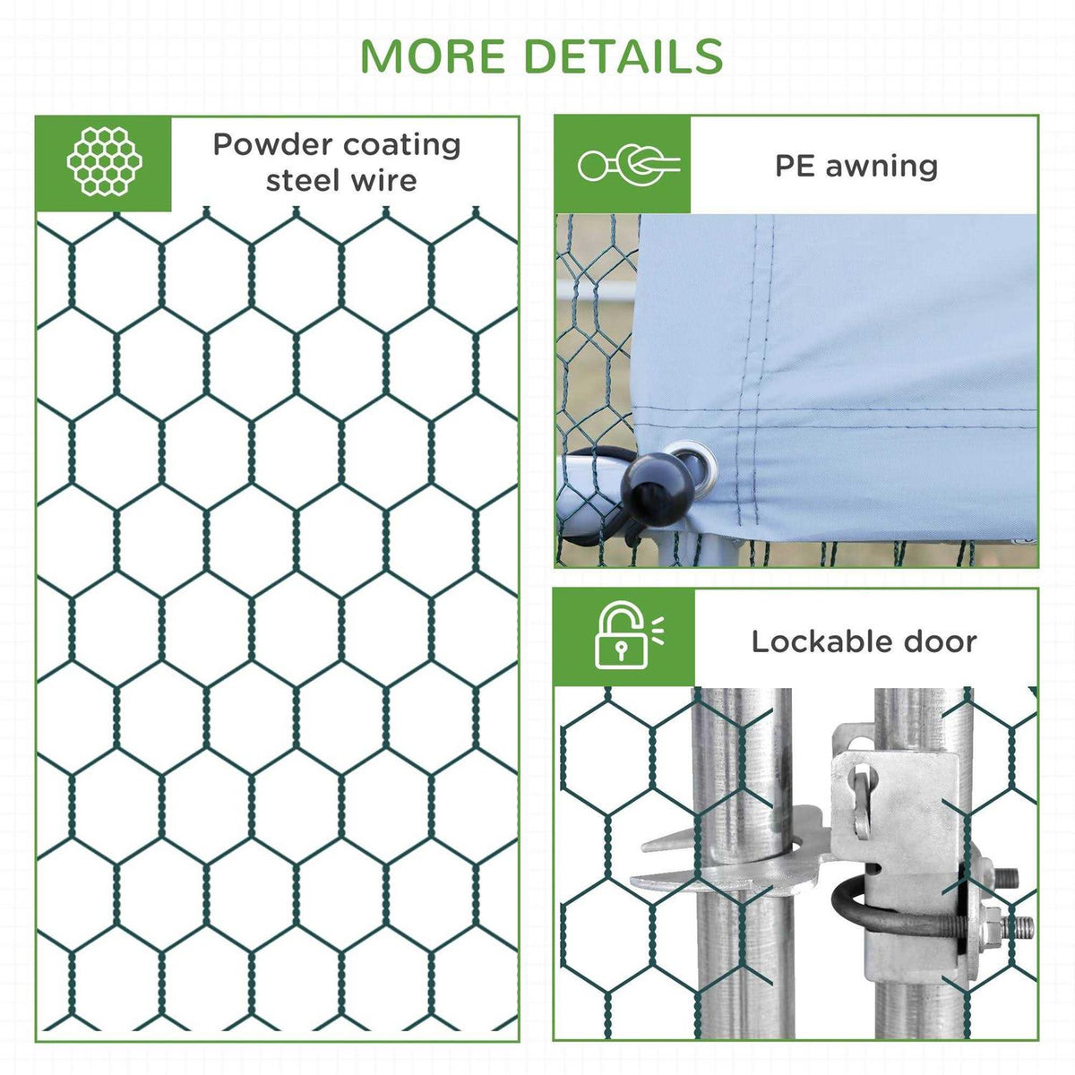 Large Metal Chicken Coop with Cover and Lockable Door R1897