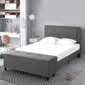 Queen Upholstered Platform Bed with Storage Bench D2116