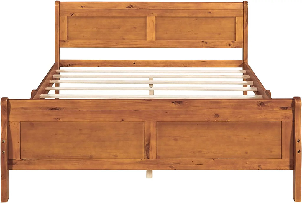 Queen Size Wood Platform Bed Frame with Headboard H459529