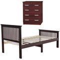Pine Twin Bed and Dresser with Lock in Mahogany I4766