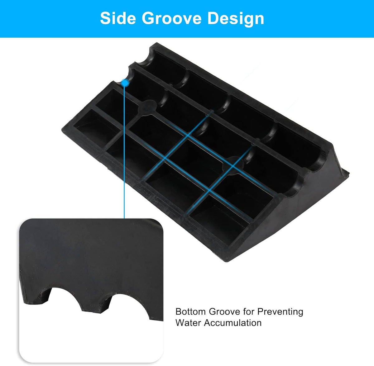 2PCS 6 Rubber Car Curb Ramps, Anti-Slip Heavy Duty Threshold Ramp with Expansion Bolts C2878