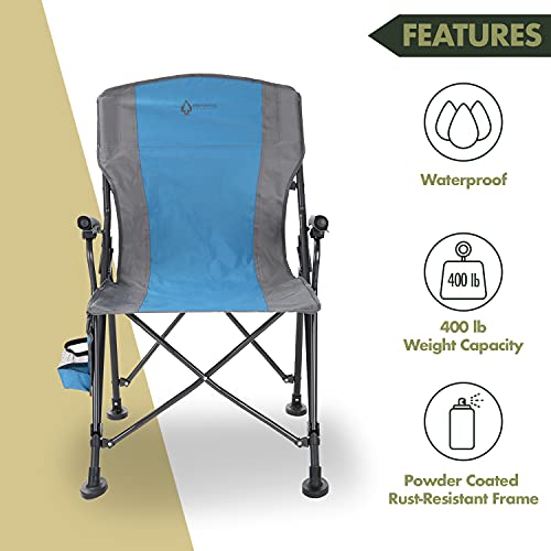 Tan & Gray Heavy-Duty Folding Camping Quad Chair with Cup Holder B721765