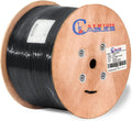 Cat6a Riser Bulk Ethernet Cable 1000ft CMR Rated Spool Solid Bare Copper 23AWG UTP Black Z1088