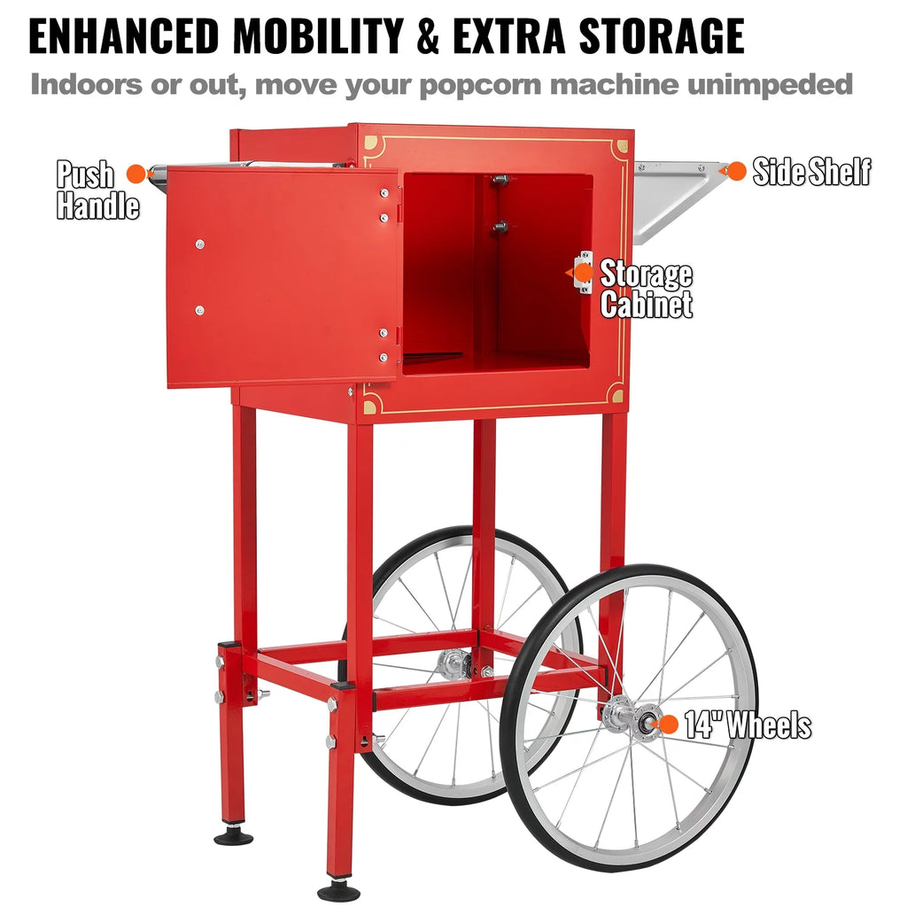8 oz 48 Cups 850W Red Popcorn Maker Cart E724