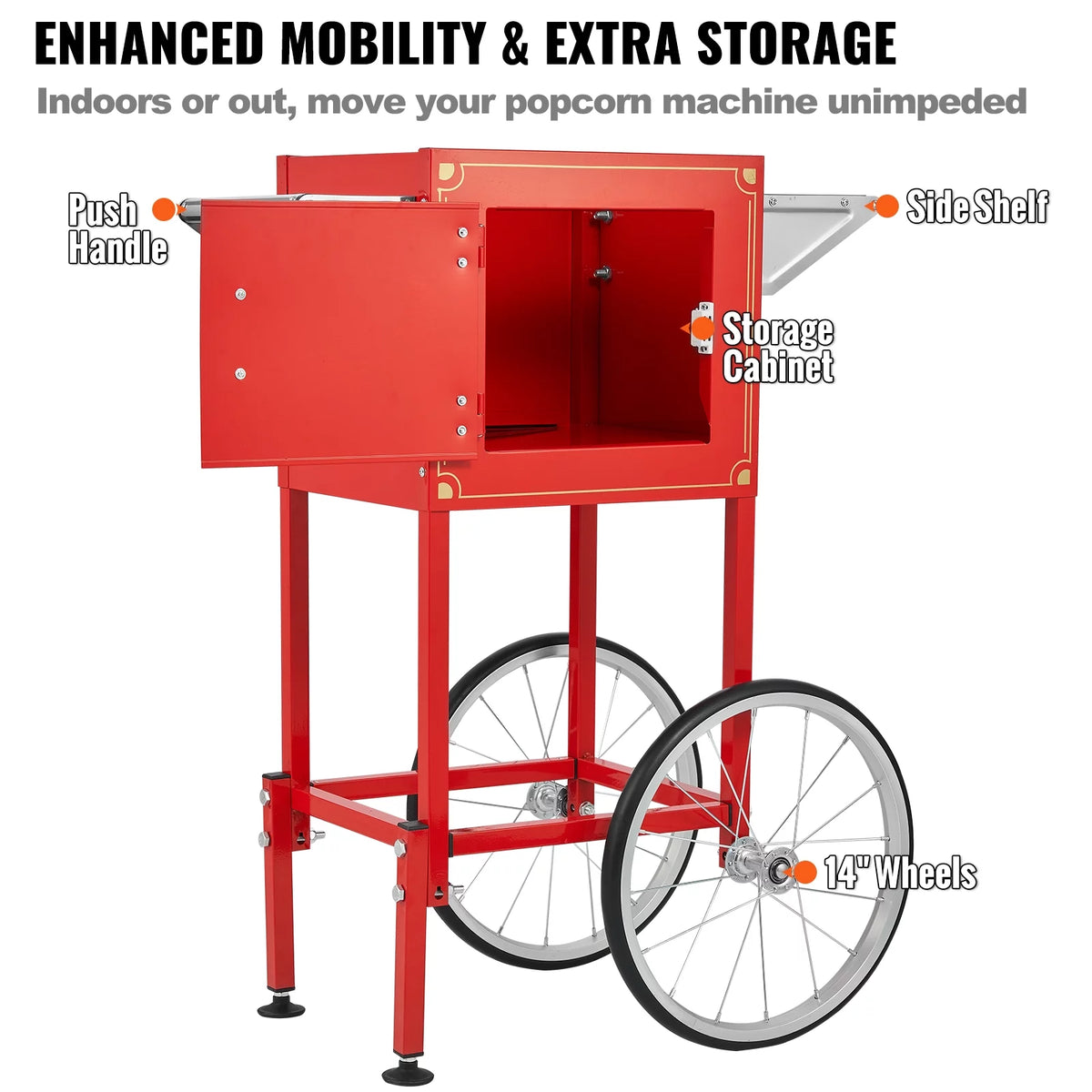8 oz 48 Cups 850W Red Popcorn Maker Cart E724