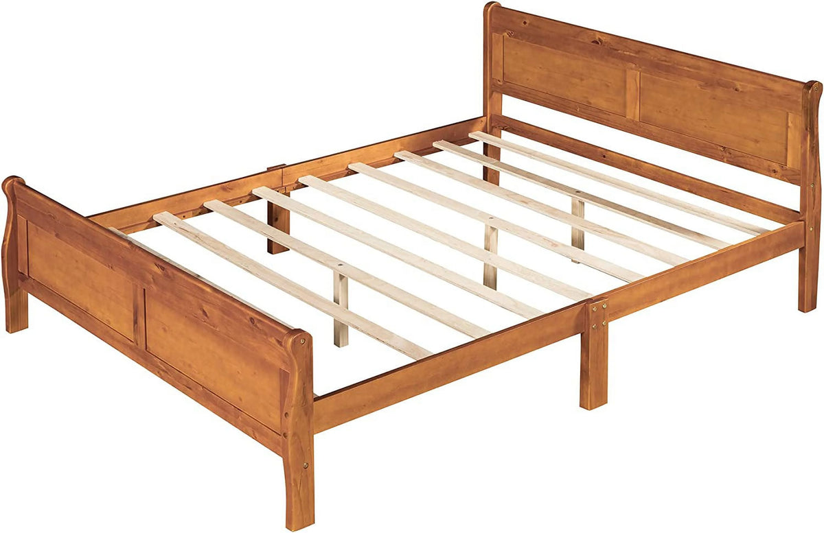 Queen Size Wood Platform Bed Frame with Headboard H459529