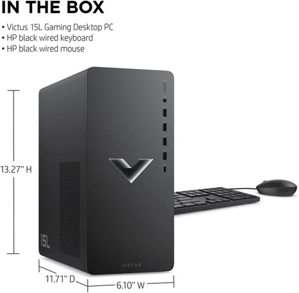 Black Gaming Desktop with AMD Ryzen 5 5600G, AMD Radeon RX 6400, 16GB RAM, 512GB SSD + 1TB HDD, Windows 11 Home G8052